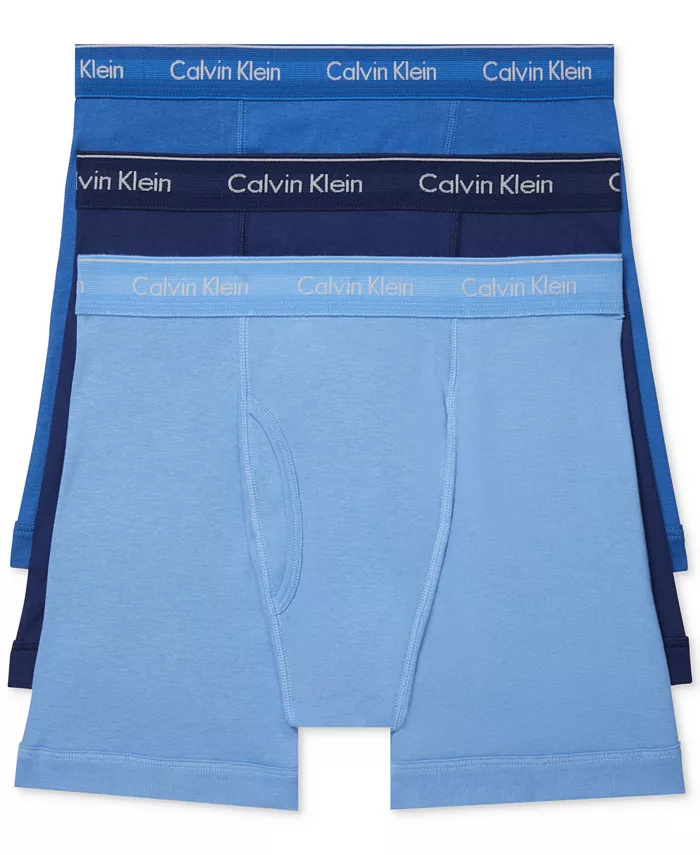 

Мужские классические боксеры из хлопка, 3 шт Calvin Klein, синий
