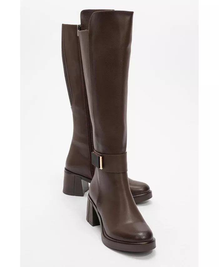 Эластичные сапоги Moreni с пряжкой и блочным каблуком (женские) Prologue Shoes, коричневый