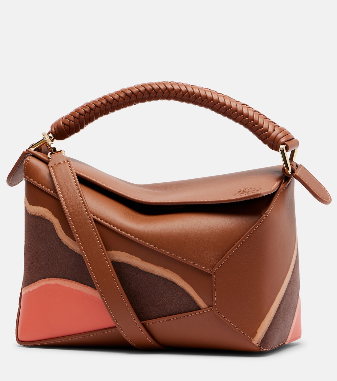 

Пазл Эдж Ландшафт Маленькая сумка через плечо Loewe, Pecan/Parrot Pink
