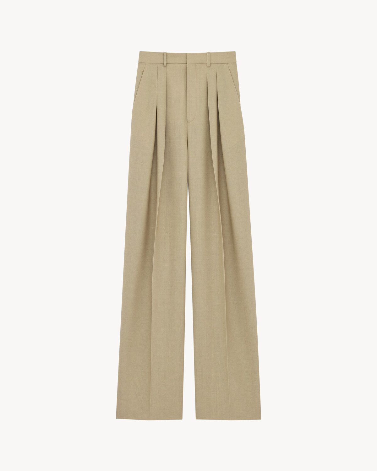 

Брюки из шерсти и шелкового канвы Saint Laurent, бежевый