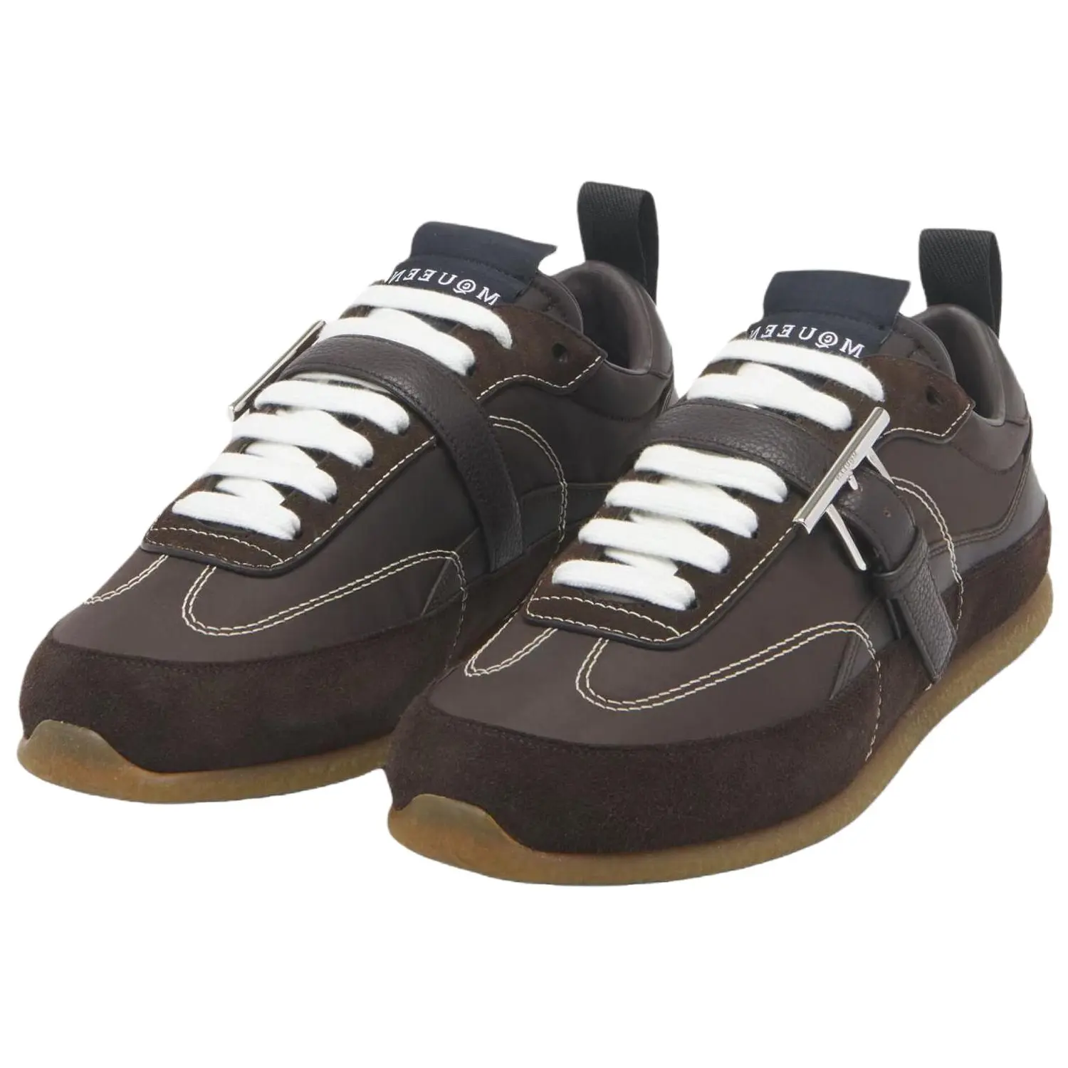 McQ Alexander McQueen EC1 Calfskin Low top Casual Shoes мужские, темно-коричневые — фото 4