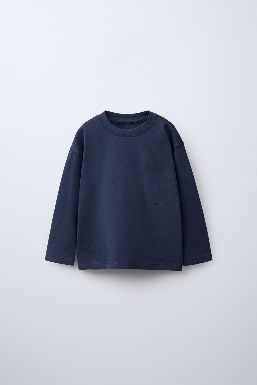 

Простая футболка с карманом ZARA, синий