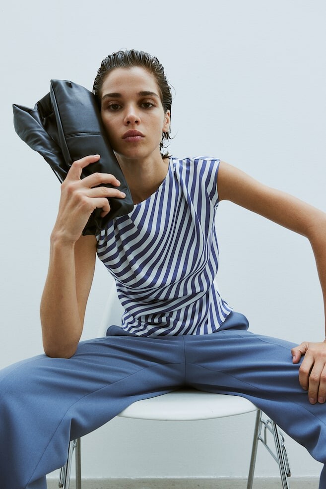 

Драпированный атласный топ H&M, синий