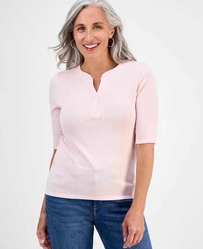 

Маленькая пуловерная блузка с укороченными рукавами реглан Style & Co, розовый
