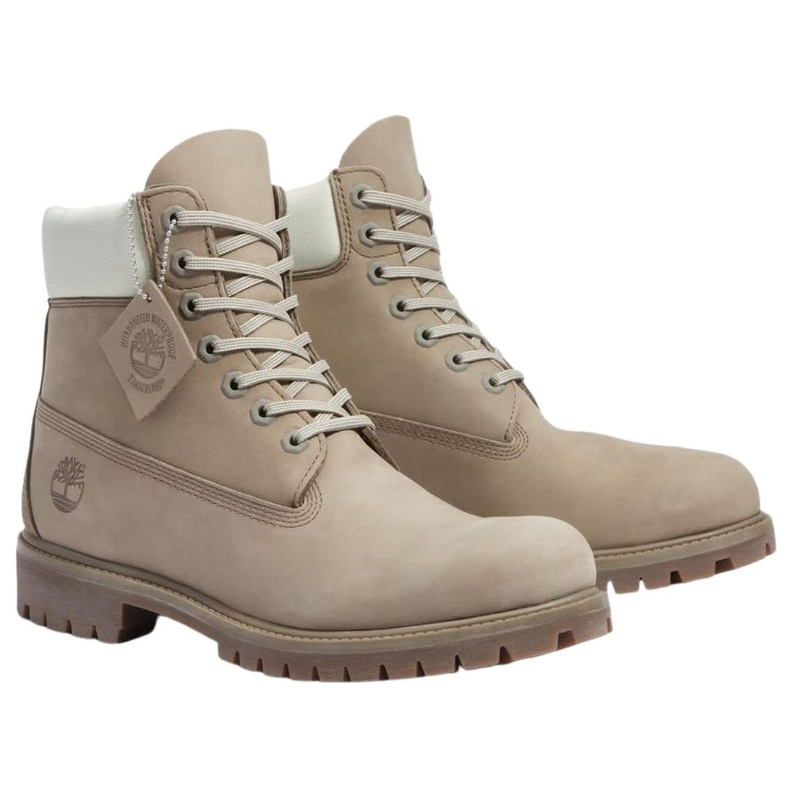 Водонепроницаемые ботинки Timberland Premium 6 дюймов, цвет «средний серый нубук, светло-зеленый» — фото 2