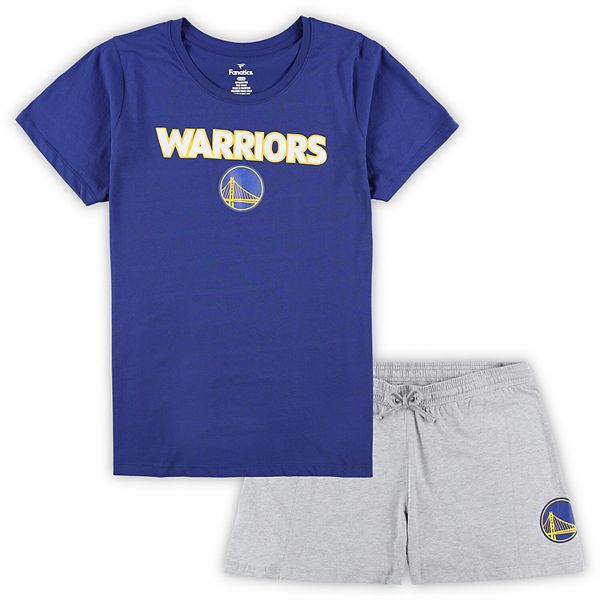

Футболка и шорты Golden State Warriors для женщин, plus size, цвет royal/heather gray Fanatics