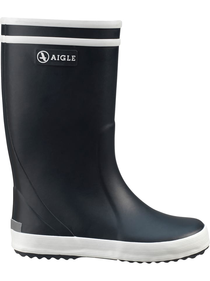 Женские резиновые сапоги AIGLE из каучука с полосками, черный — фото 3
