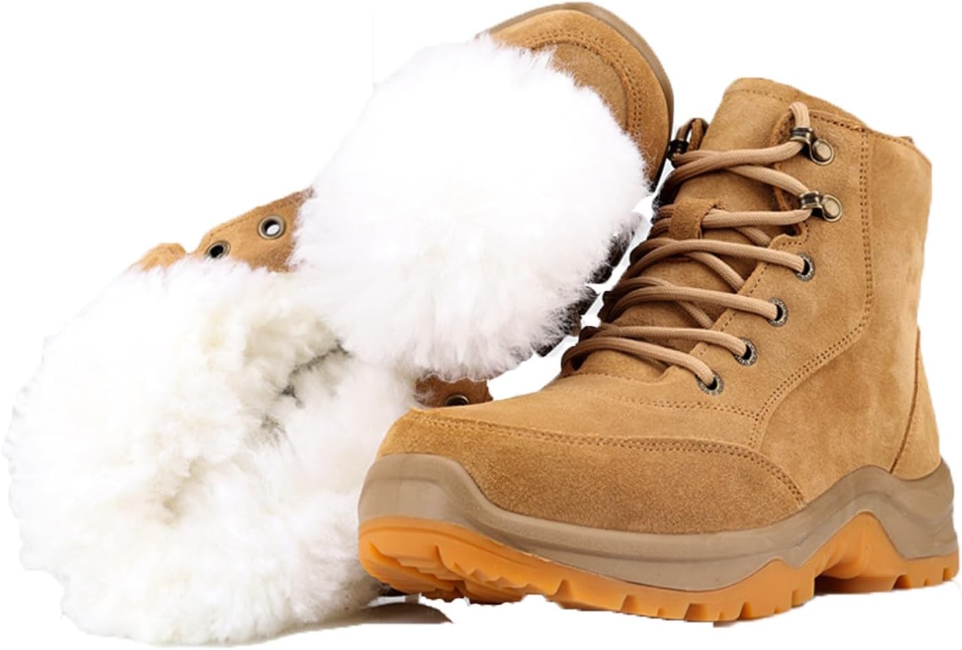 

Женские и мужские зимние сапоги DHAEY, удобные, теплые, с меховой подкладкой, на шнуровке, с противоскользящей резиновой подошвой, унисекс, высокие зимние ботинки для холодной погоды и улицы (Цвет: коричневый женский / 5,5 мужской)