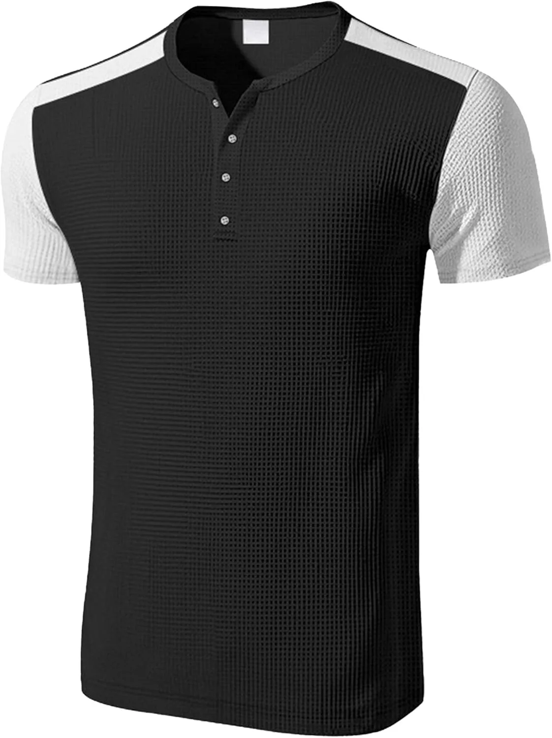 

Мужская футболка хенли с цветными блоками, без воротника, приталенная, с короткими рукавами Gsywaipei