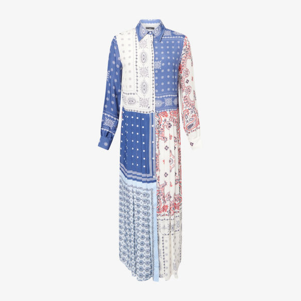 

Платье миди Weekend Max Mara Zuai из ткани с принтом, голубой