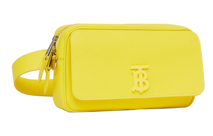 Кожаная наплечная сумка через плечо поясная сумка мужская хризантемово-желтая Burberry — фото 2