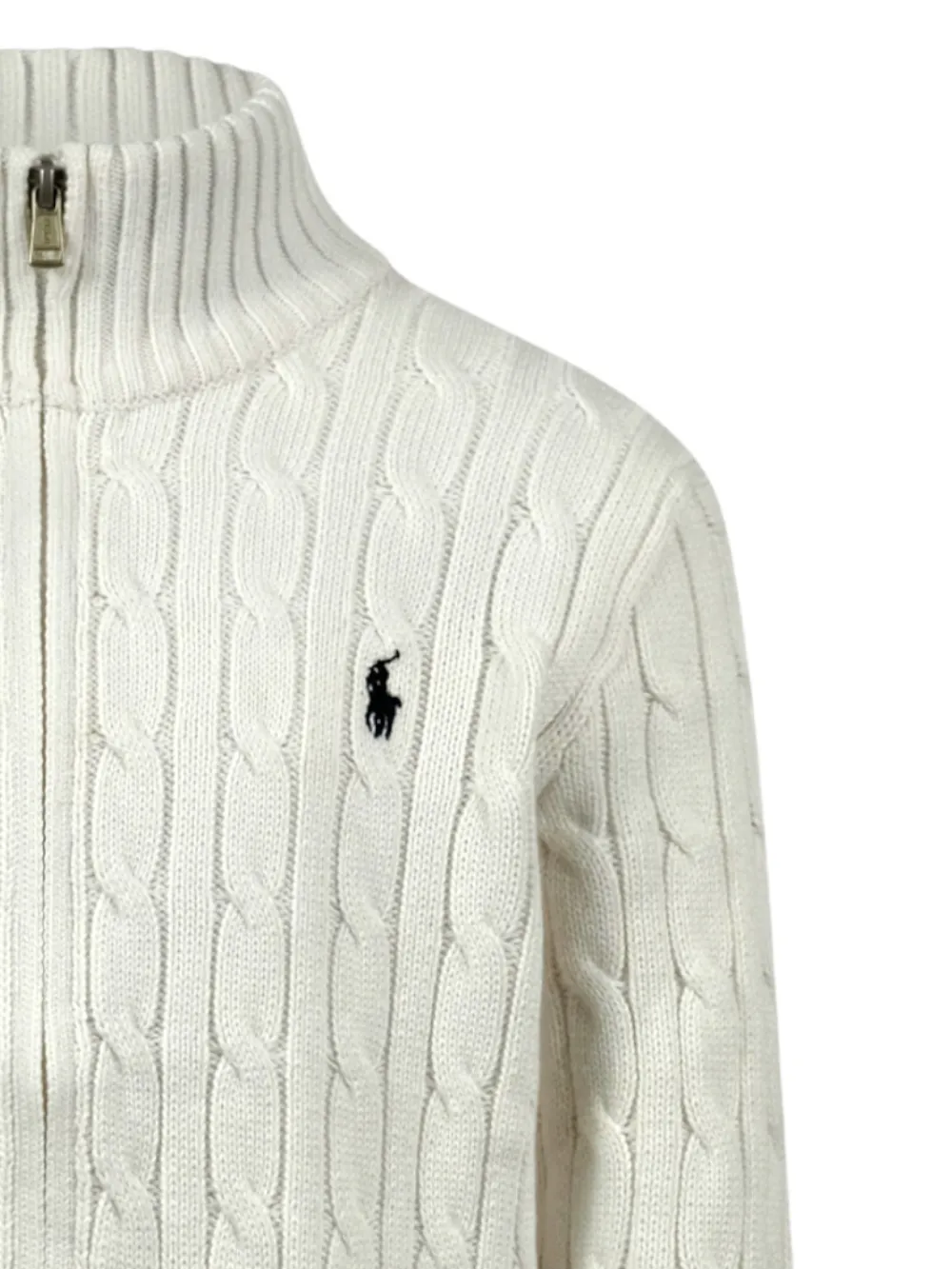 Кардиган на молнии с косами Polo Ralph Lauren Kids, белый — фото 3
