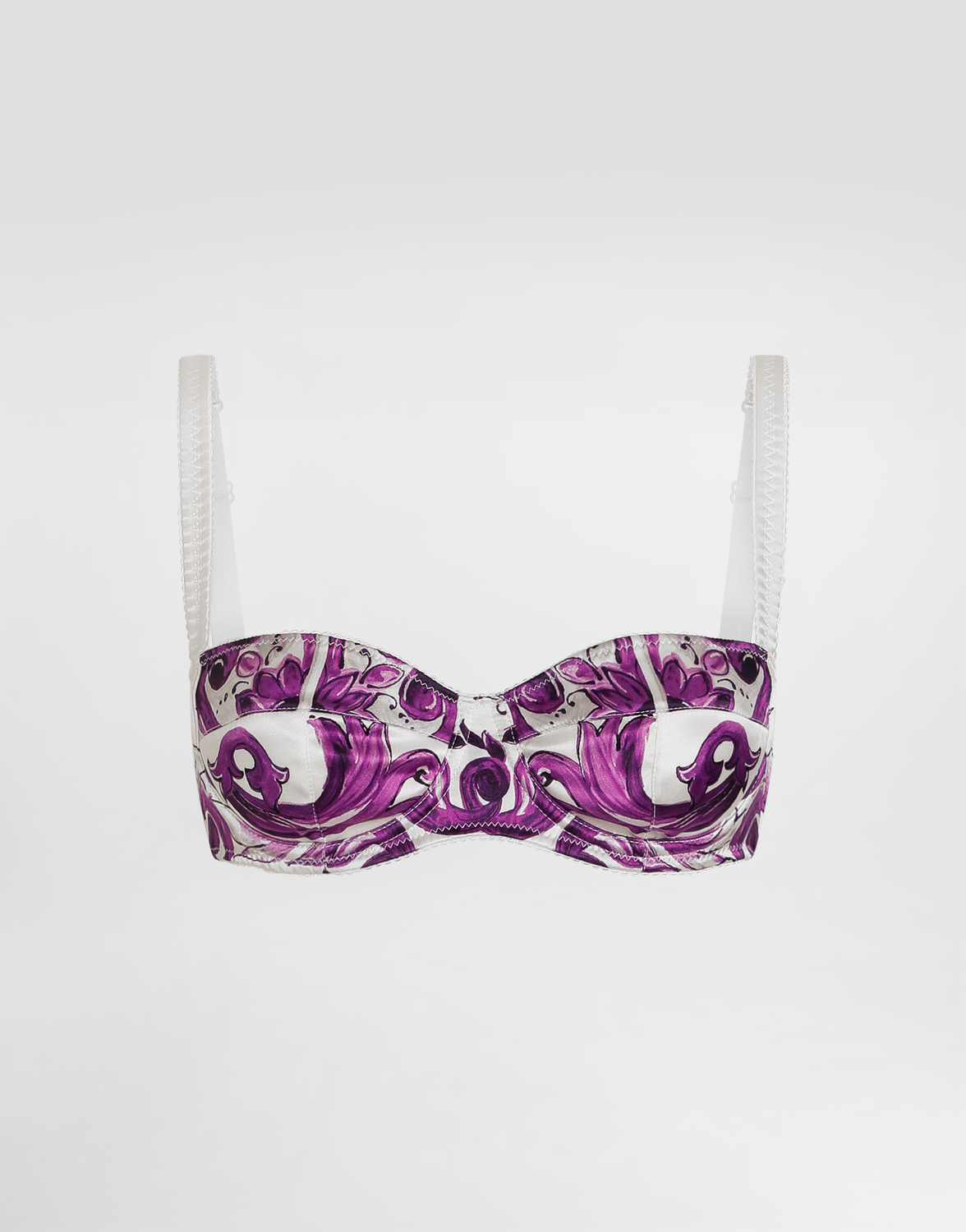 

Бюстгальтер из эластичного сатина с принтом "майолика" Dolce & Gabbana, мультиколор