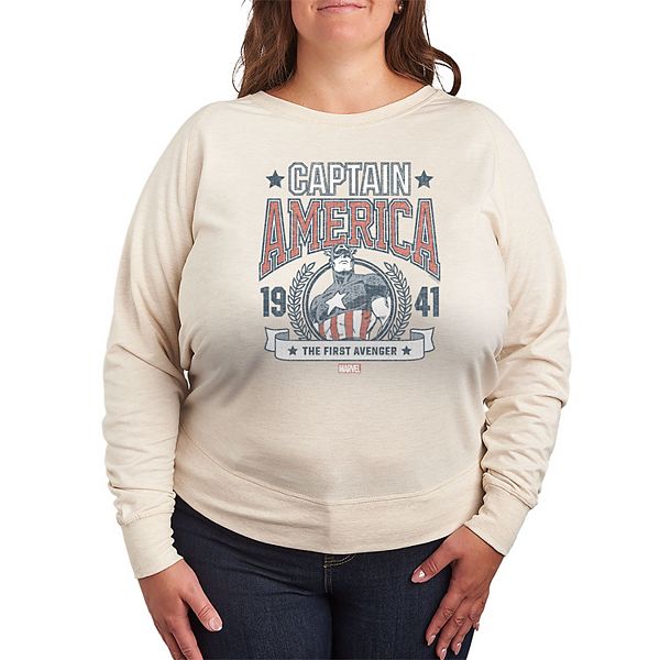 

Футболка с длинным рукавом Captain America Retro Collegiate French Terry plus size Marvel