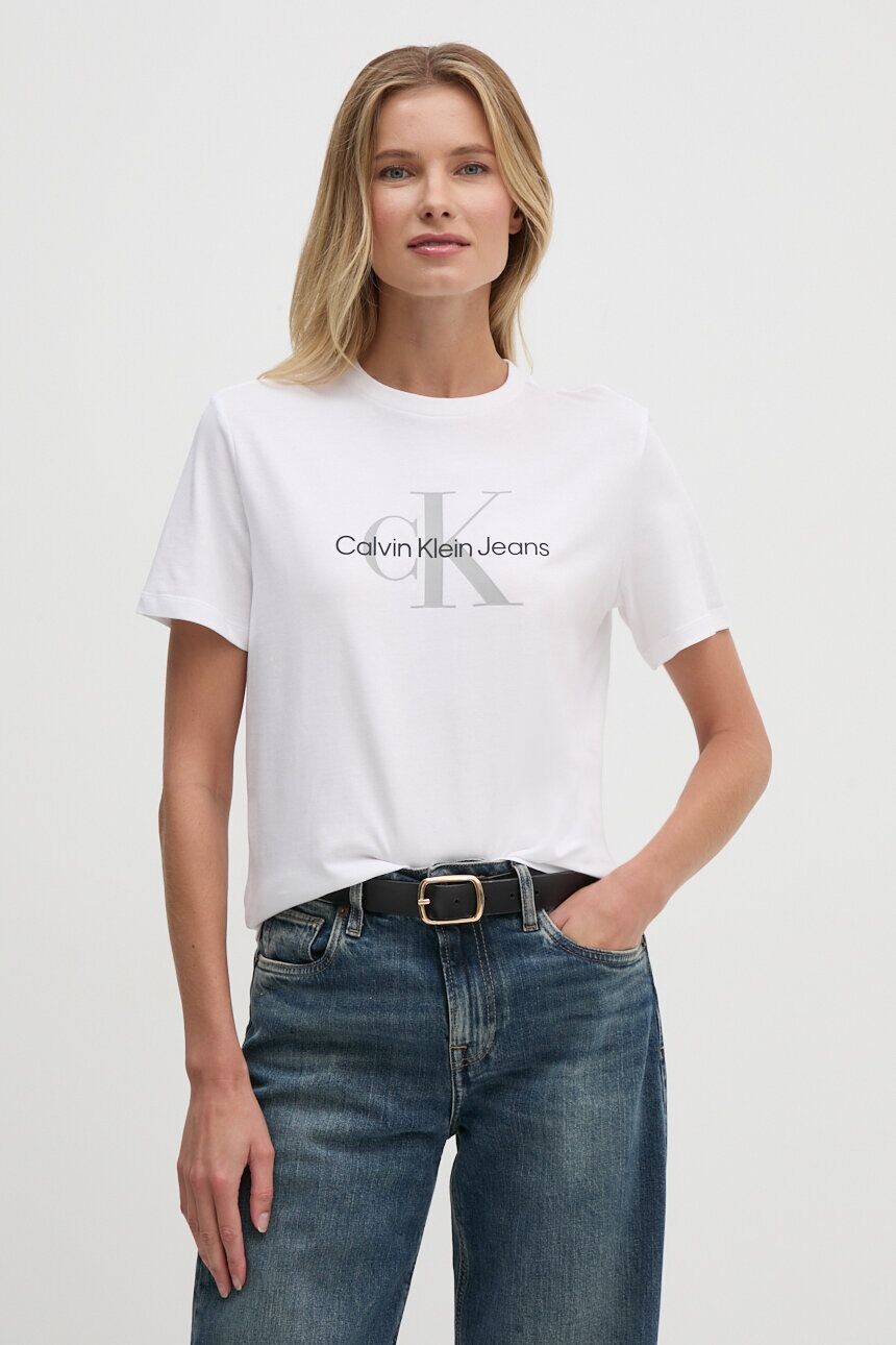 

Хлопковая футболка Calvin Klein Jeans, белый