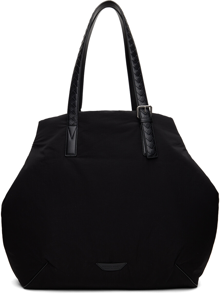

Черная утепленная большая сумка Bottega Veneta, цвет Black/Silver