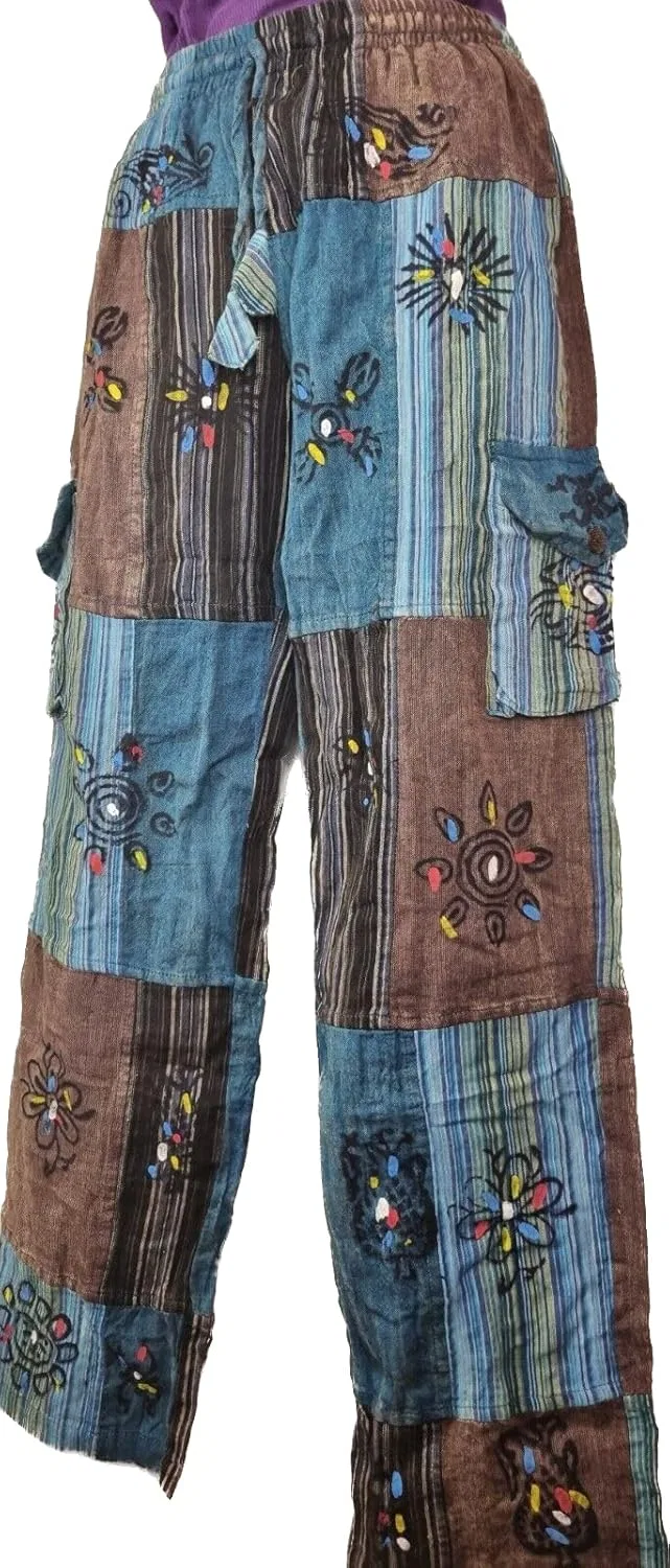 Широкие брюки Patchwork Cotton Yoga Pant, синий — фото 2