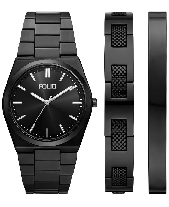 

Мужские кварцевые часы с тремя стрелками черный сплав, 42mm Folio