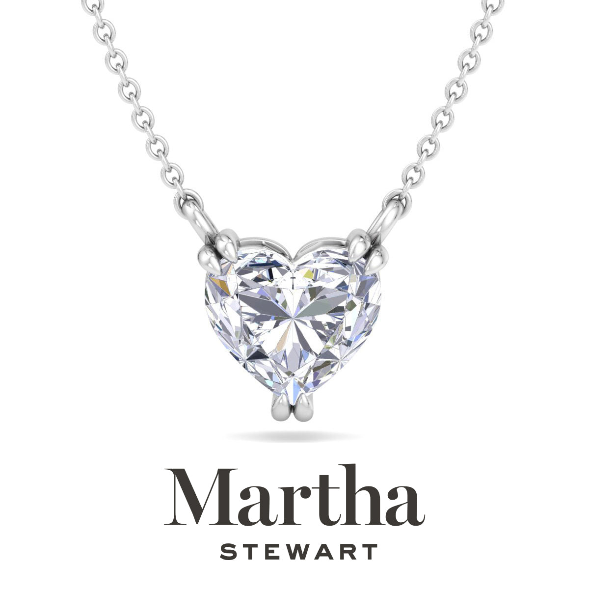 

Ожерелье Марты Стюарт с выращенными в лаборатории бриллиантами в форме сердца из 14-каратного золота. Martha Stewart, 14K White Gold/3 Carats