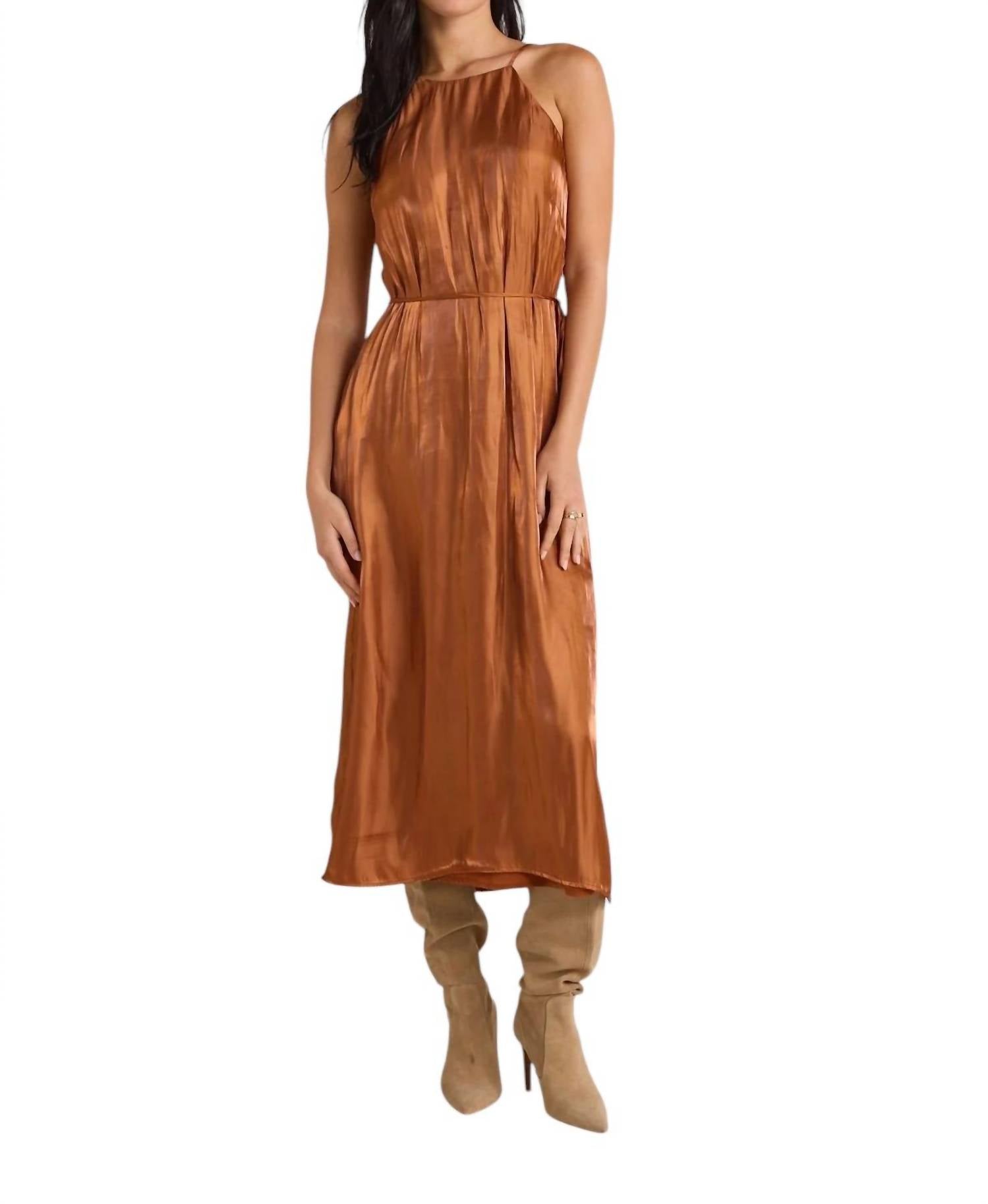 

Платье-комбинация с халтер-воротником в оттенке Ember Glow Shimmer Bella Dahl