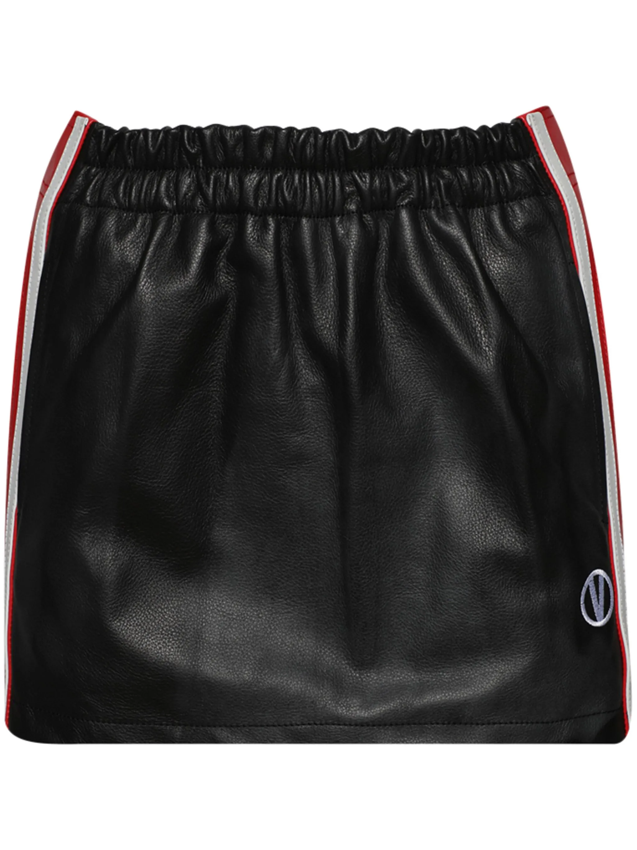 

Кожаная юбка мини с вышитым логотипом Vetements, черный