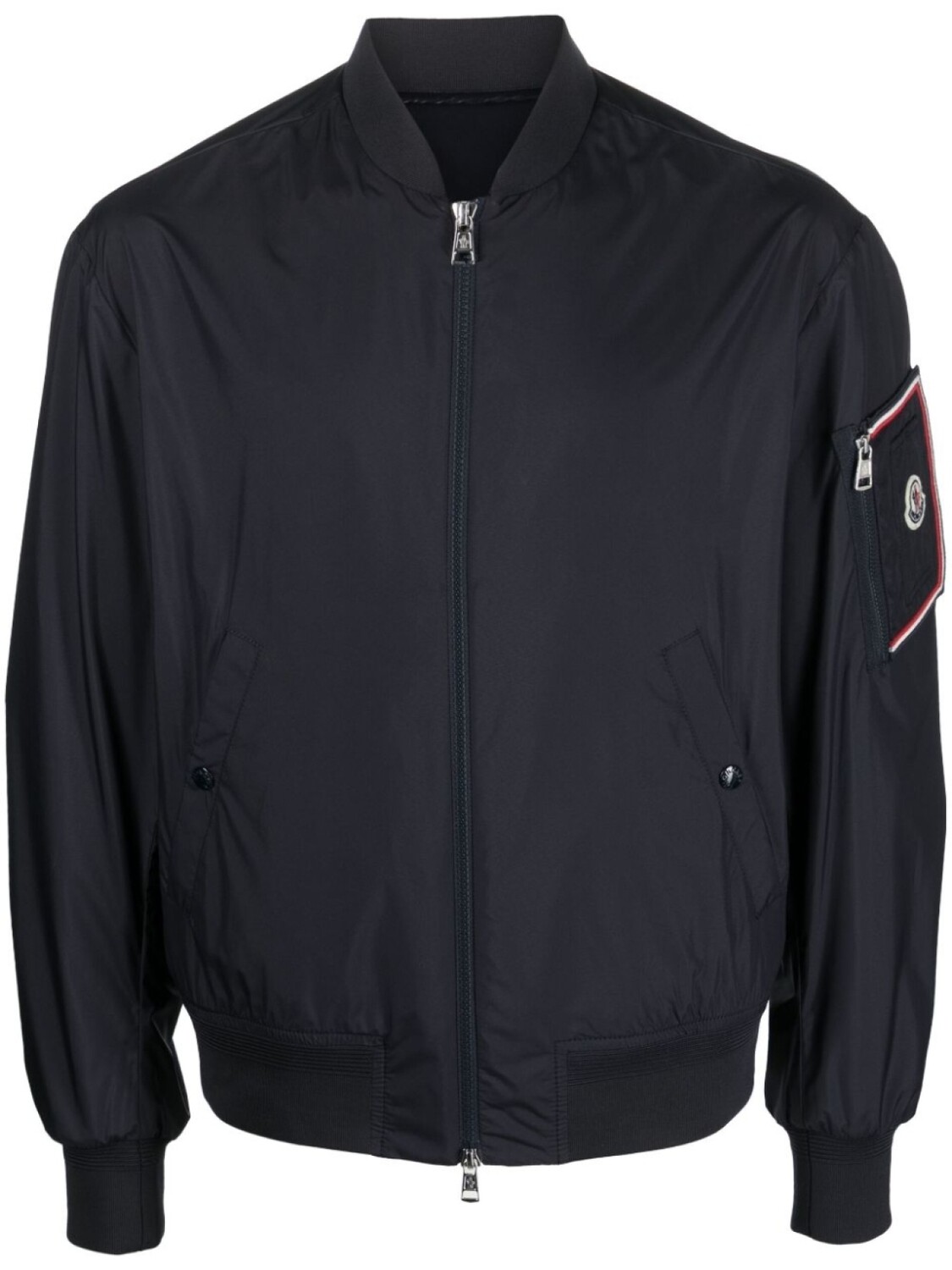 

Moncler бомбер на молнии с нашивкой-логотипом, синий