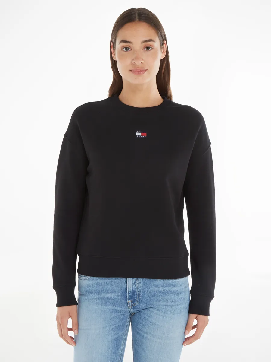 

Толстовка Tommy Jeans с заниженными плечами и логотипом спереди, черный