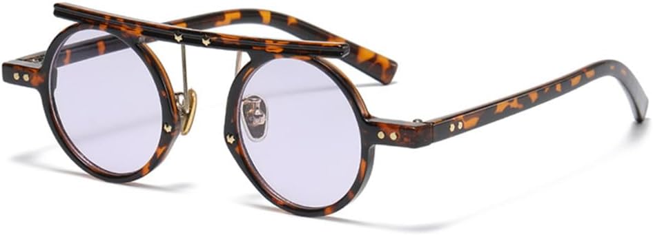 

Круглые солнцезащитные очки в стиле стимпанк для женщин, винтажные, с леопардовым принтом, с защитой от УФ-излучения UV400, очки в стиле хип-хоп для мужчин VFDHN, Leopard Purple C7