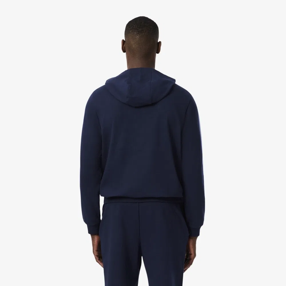 Мужская базовая худи на молнии с сезонным логотипом, тёмно-синяя, от Lacoste — фото 3