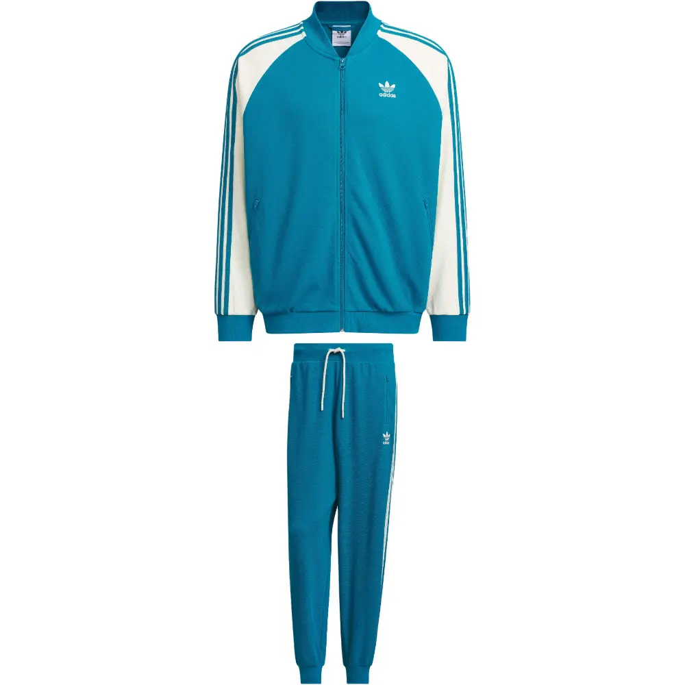 

SST Повседневный спортивный мужской комплект: синий топ + синие брюки Adidas Originals, синий