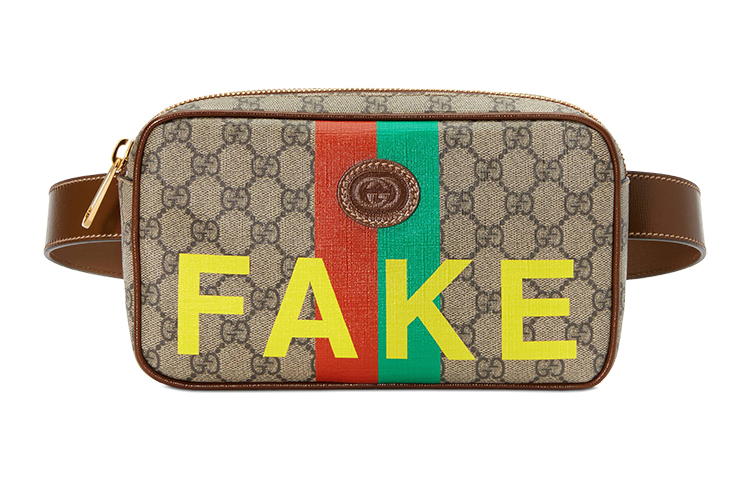 

GUCCI Холщовая поясная сумка с кожаной перевязью унисекс черно-коричневая