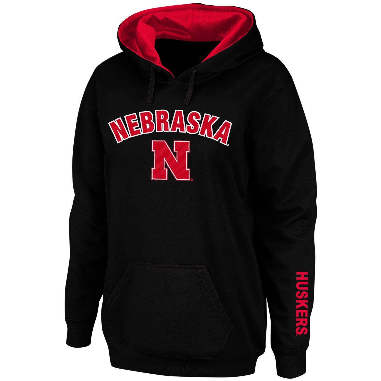 

Женский черный пуловер с капюшоном Nebraska Huskers Arch & Logo 1 Colosseum
