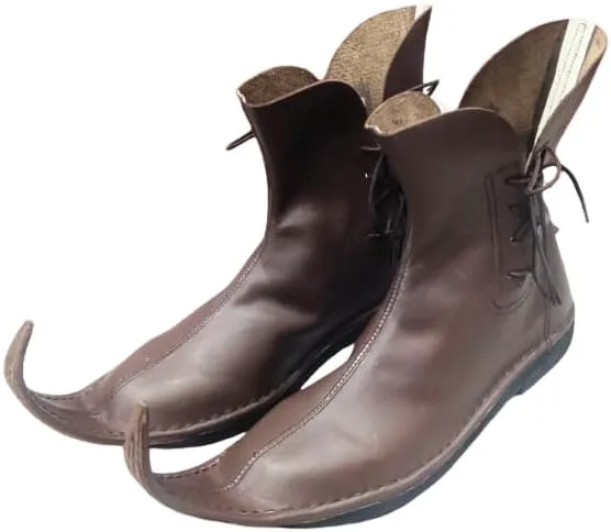 

Средневековые кожаные туфли-пулены на щиколотку - ручная работа для римского костюма для мужчин - обувь для LARP, ренессансных мероприятий и реконструкций Generic, коричневый