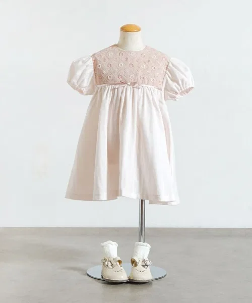 Детское платье 10mois fleur с цветочной вышивкой розовое