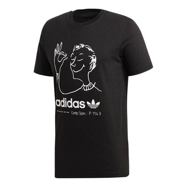 

Футболка Men's adidas originals Hand Painted Character Logo Round Neck Cartoon Short Sleeve Black T-Shirt, мультиколор