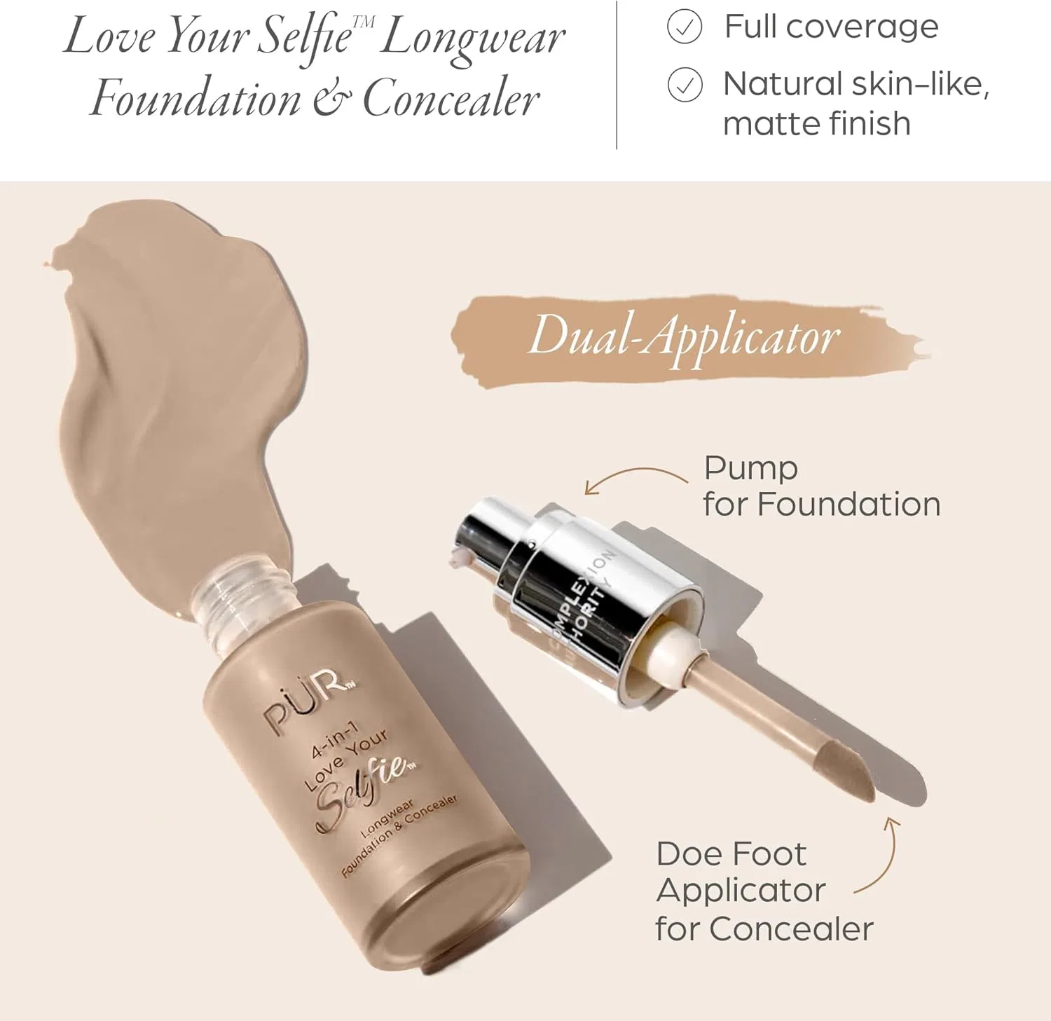 Тональное средство 4-в-1 Pür Minerals Love Your Selfie Foundation & Concealer, 30 мл, Medium — фото 2