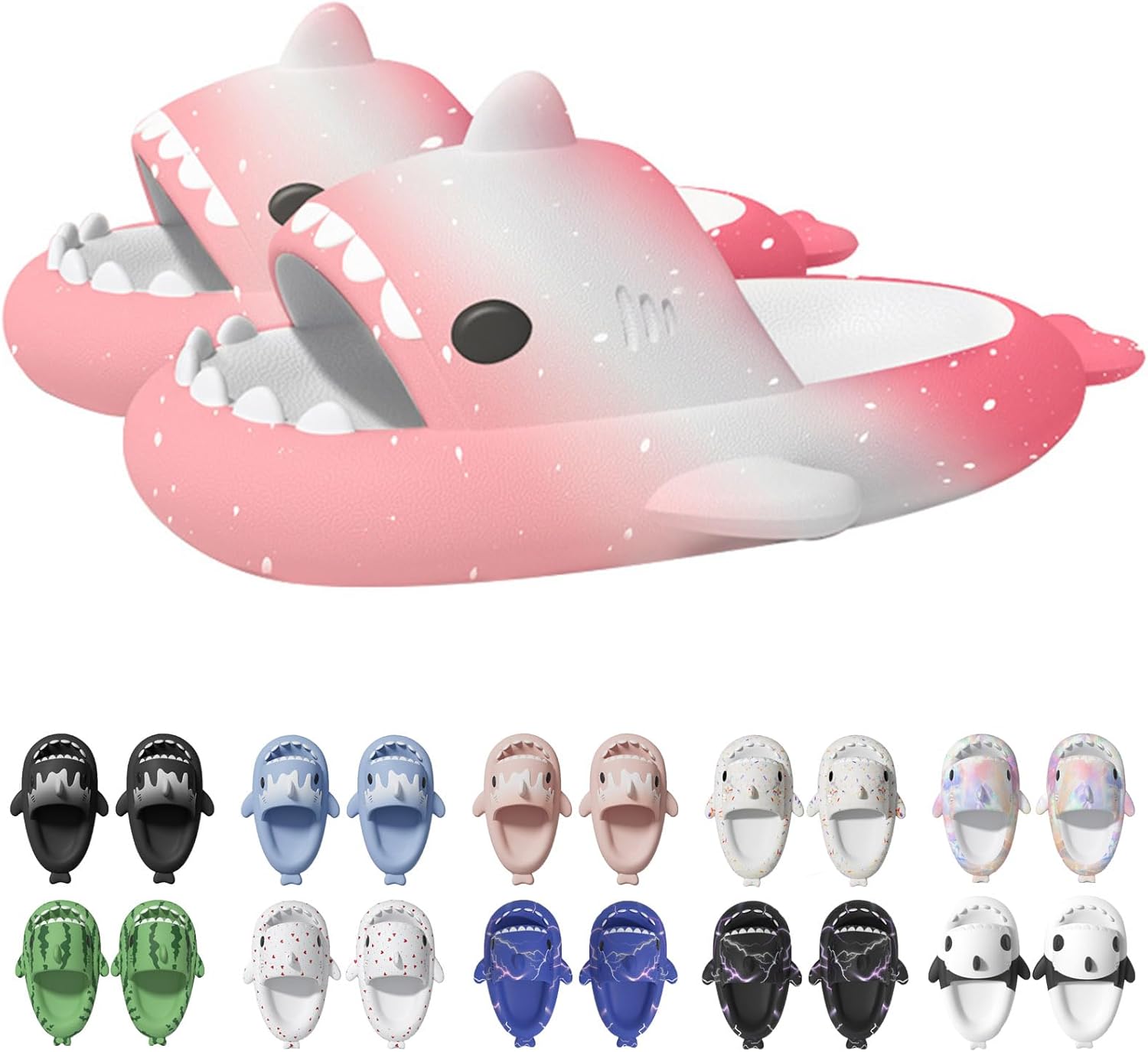 

Сланцы Jfxgjuv Ice Cream с акулой, сланцы с 3D забавными плавниками, унисекс сланцы с облаками и акулой, ЭВА сланцы с открытым носком для душа, бассейна, пляжа, белый/розовый