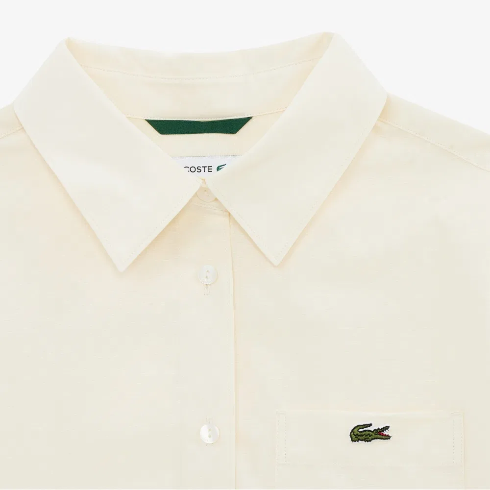 Рубашка Lacoste из хлопка и льна, Айвори — фото 2