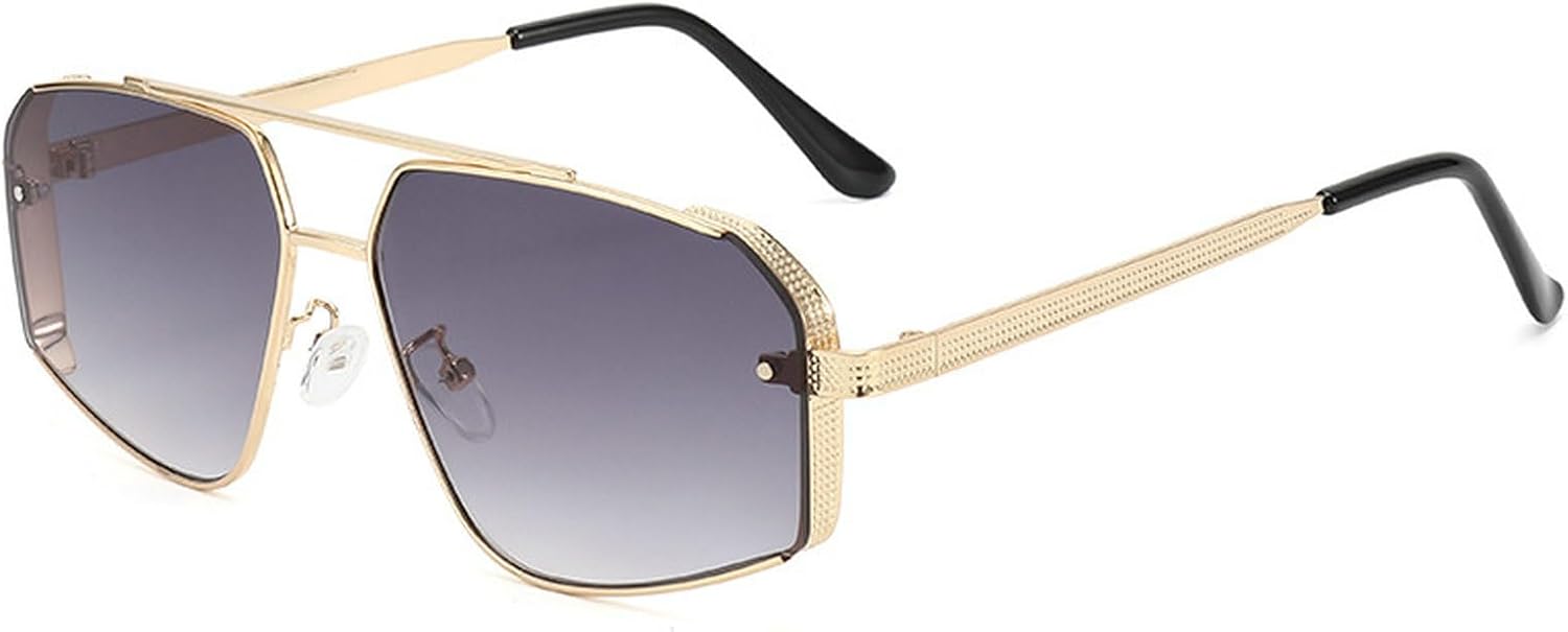 

Модные солнцезащитные очки-пилот 2025 года для женщин и мужчин, в стиле ретро, ​​роскошные, с металлической двойной перемычкой, солнцезащитные очки с защитой от УФ-излучения UV400 mincl, Gradient Grey