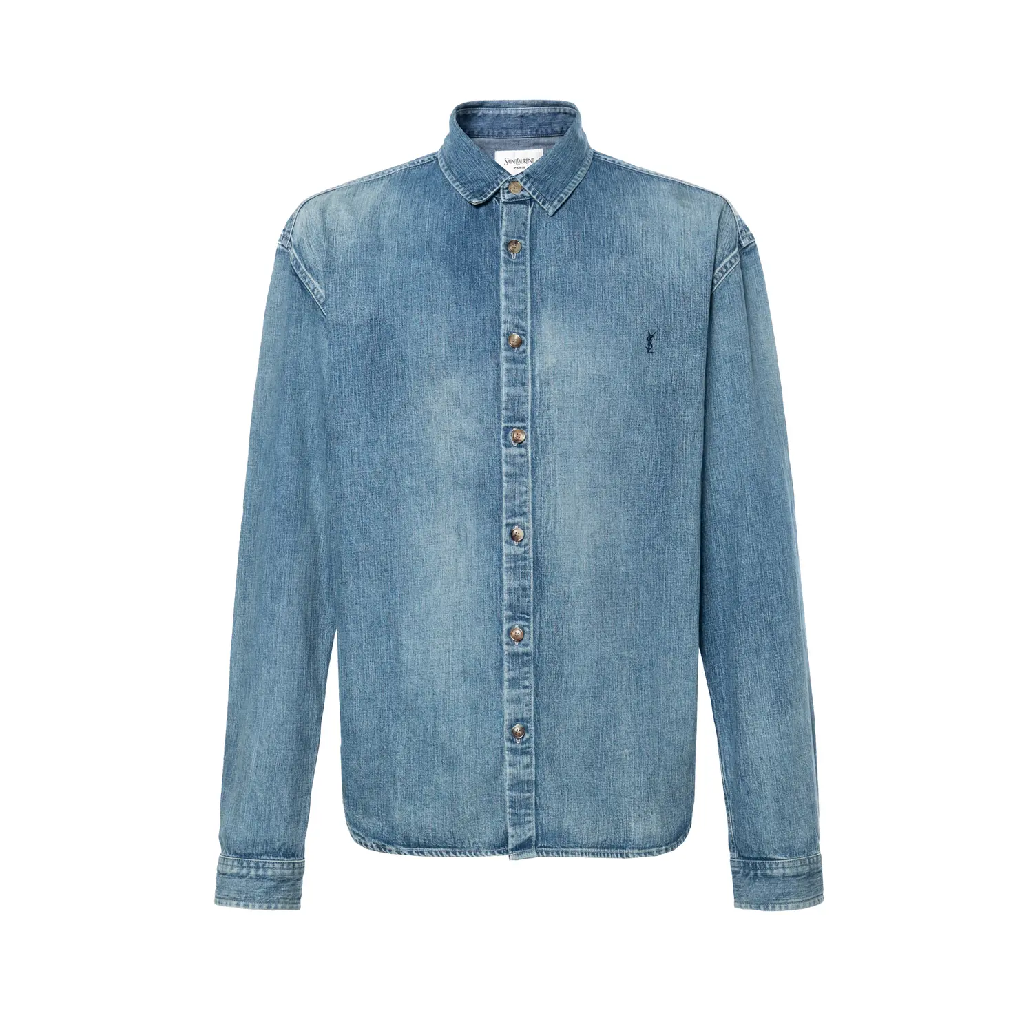 

Джинсовая рубашка Cassandre на пуговицах SAINT LAURENT, светло-голубой