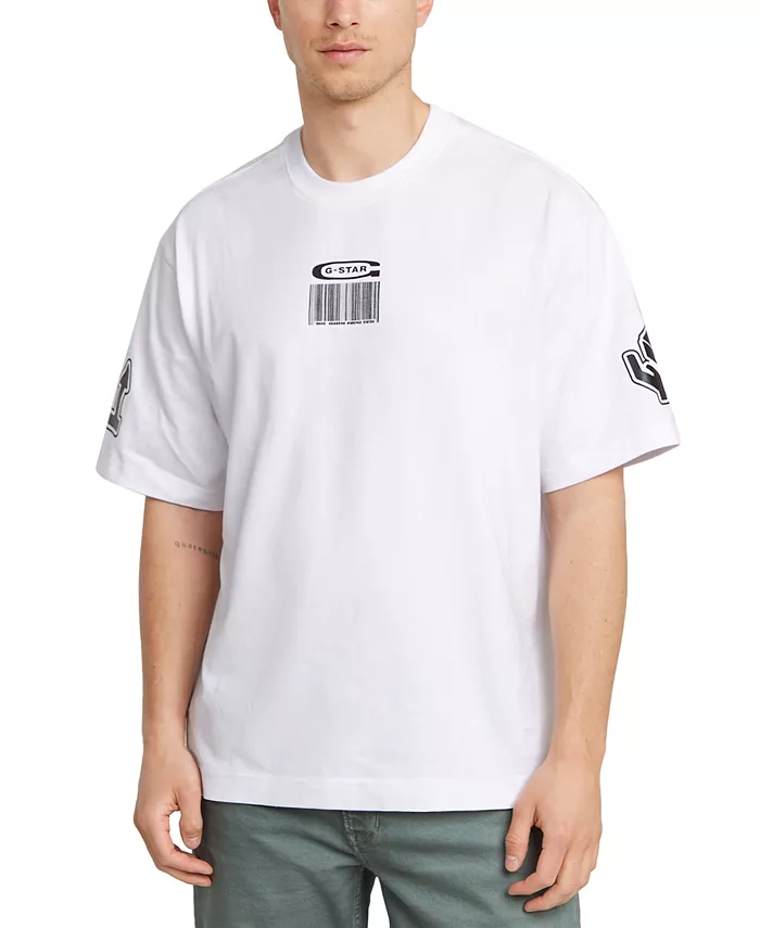 

Мужская футболка Boxy Fit Barcode с коротким рукавом и круглым вырезом G-Star Raw, белый