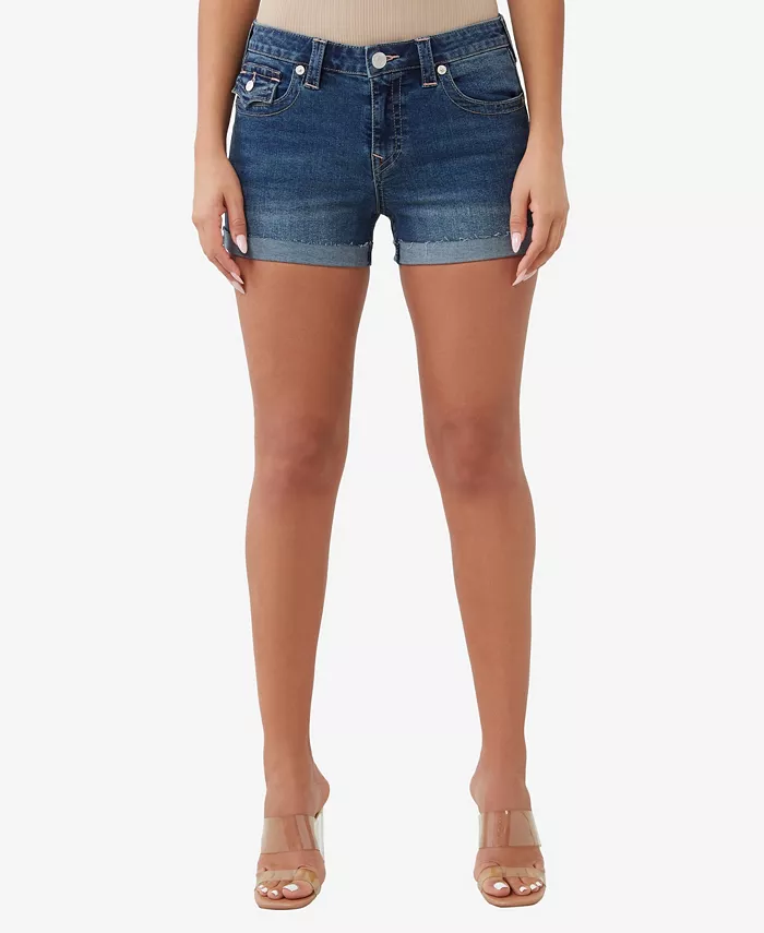 

Женские джинсовые шорты с отворотом Jennie Flap True Religion, синий