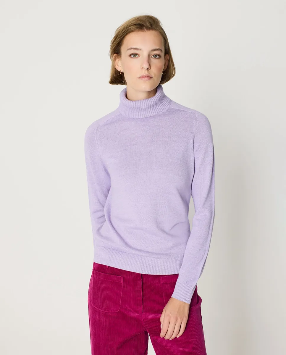 

Женский базовый свитер с воротником-стойкой и длинными рукавами, фасон «молоток» Escorpion, сиреневый