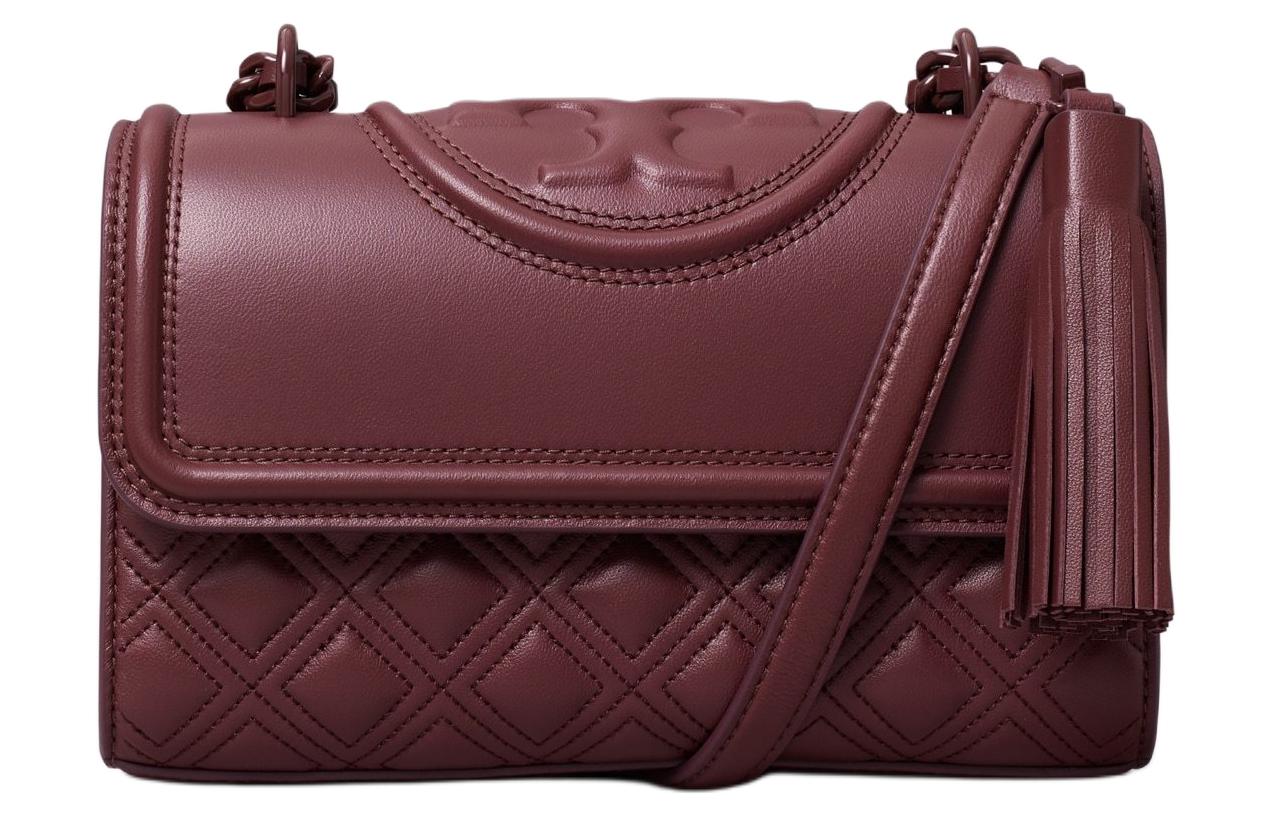 

TORY BURCH Сумка через плечо Fleming из кожи наппа, женская, небольшого размера, бордового цвета