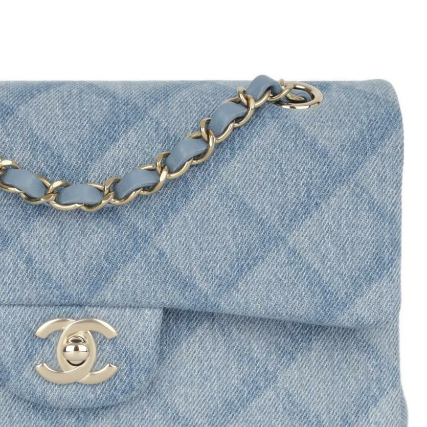 CHANEL Классический клатч CF Denim, наплечная сумка Trumpets, женская, Light Blue — фото 3