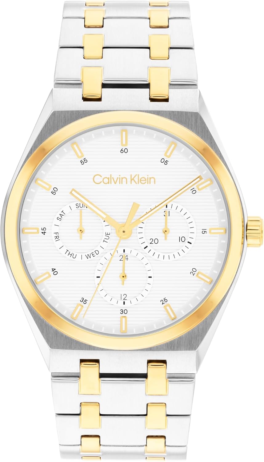 

Мужские часы Calvin Klein CK Motion из нержавеющей стали - тонкий корпус 39 мм, многофункциональные, звеньевой браслет, универсальный повседневный стиль - подарок для него, Two Tone, Двухцветный, Мужские часы Calvin Klein CK Motion из нержавеющей стали - 