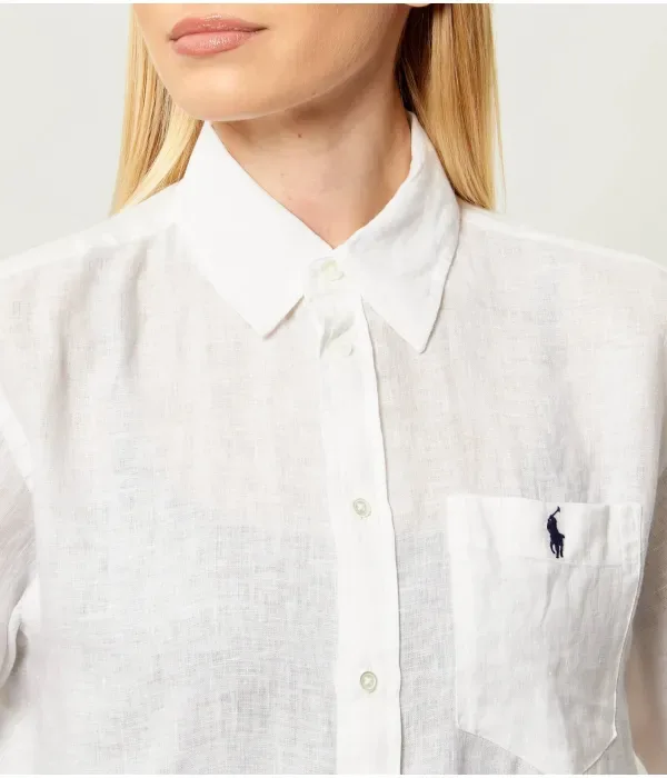 Льняная рубашка relaxed fit Polo Ralph Lauren, белый — фото 4