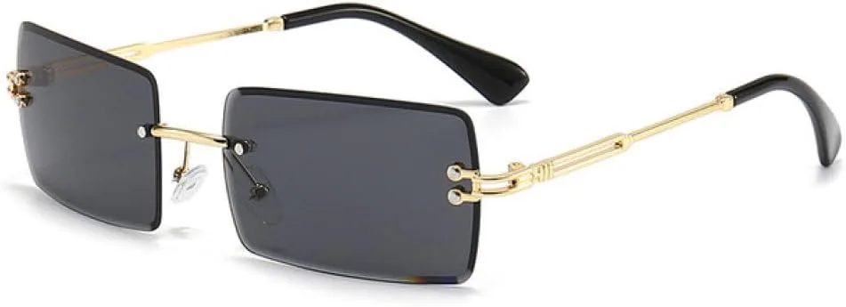 

Женские солнцезащитные очки без оправы 2027 года. Модные квадратные солнцезащитные очки для лета. Декоративные прямоугольные очки без оправы MTZJH, Black