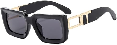 

Солнцезащитные очки квадратной формы 2027 года для женщин и мужчин, в стиле ретро, ​​с двухцветной оправой, модные оттенки, защита от ультрафиолета UV400 MTZJH, Black Black