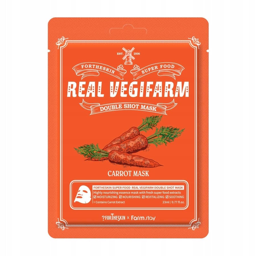 

Fortheskin Real Vegifarm, Морковная маска для лица, 23 мл